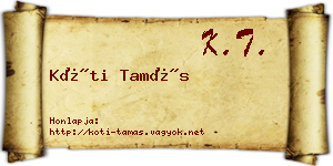 Kóti Tamás névjegykártya
